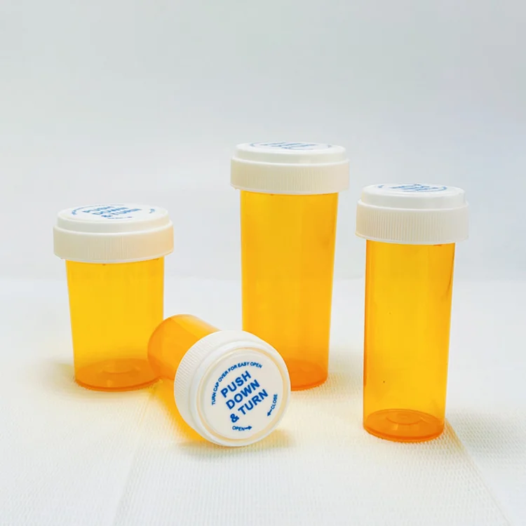 Wholesale Portable Customizable 8 13 16 20 DR Sealed Plastic Bottles With Child Resistance Lid Amber PP Bottles