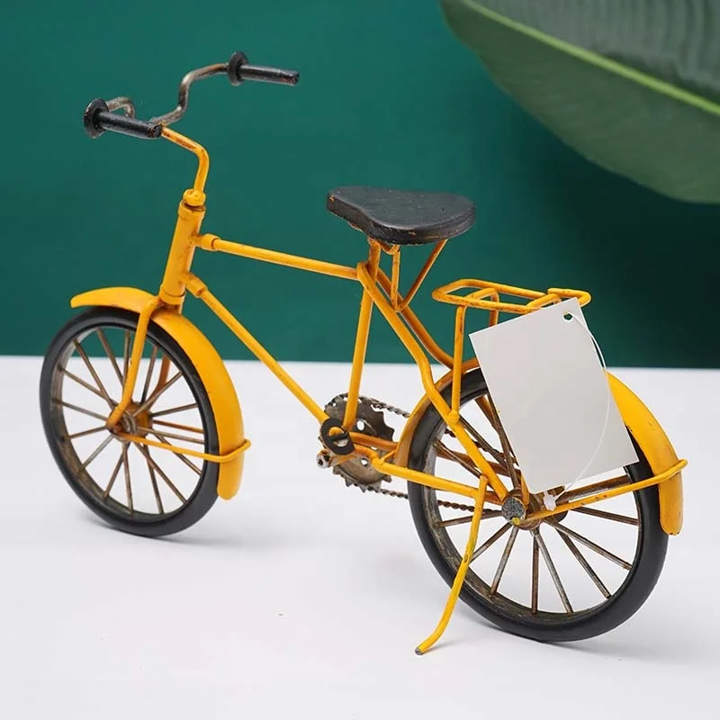 Vintage Metal Crafts For Bar Decor Handmade Red Yellow Retro Bike Model Arts And Crafts Home Decoration Antique