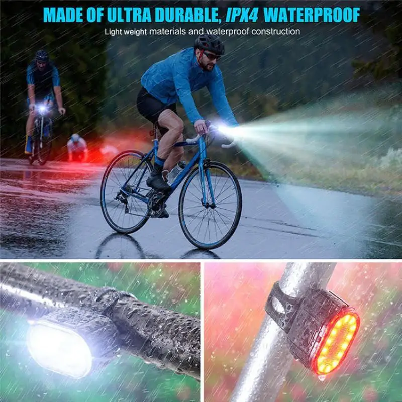 OEM/ODM Bicycle Front Rear Light Set USB Rechargeable Taillight Super Bright Headlight Waterproof Bike Warning Cycling Lamp