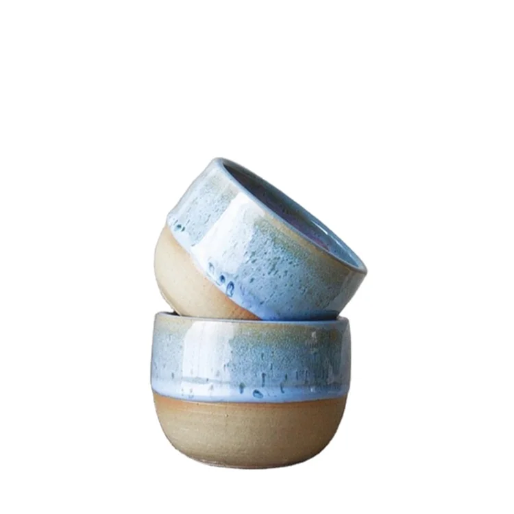 
chinese restaurant hotel hot drinking mug customized coffee tea milk small blue ceramic cup without handle 