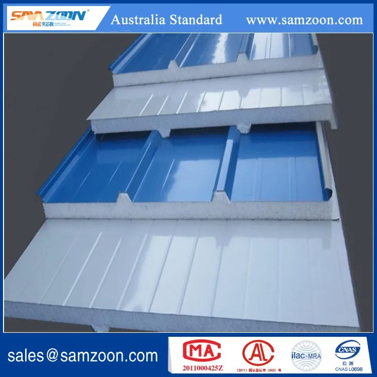 factory quick supply Lightweight Material Corrugated Metal 100mm EPS Roof Sandwich Panel for Prefabricated house