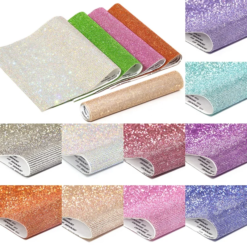 (Buy 100 Get 10 Free) 24*40cm Wrap Heat Hotfix Sticker Heat Transfer Bling Rhinestone Sheet Trimming Transfert