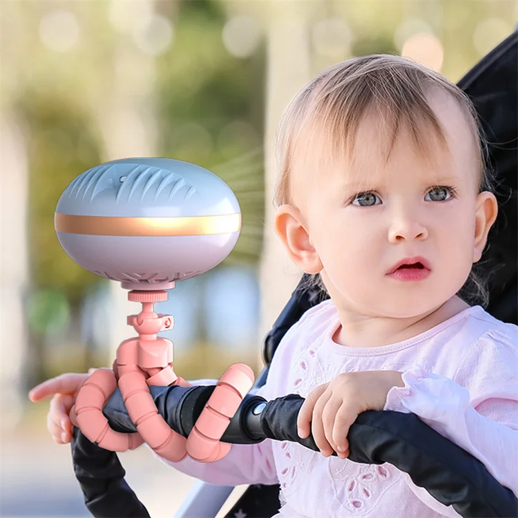Mini Flexible Air Conditioner 3600mAh Chargeable Stroller Cooling Fan 130 Auto Rotation 4-gear Wind Handheld for Outdoors Quiet