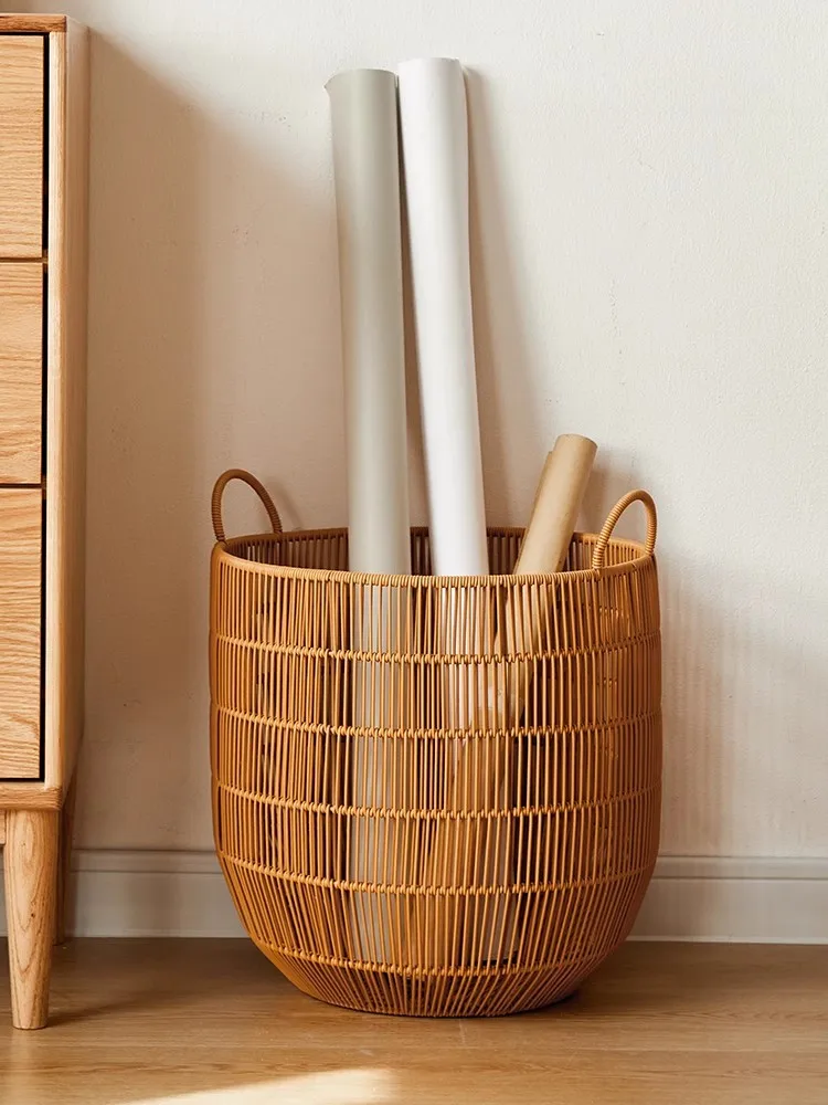 Handmade Anti-Rust Rattan Storage Basket Bamboo Woven Laundry Basket for Dirty Clothes Home & Guest Room-New Product