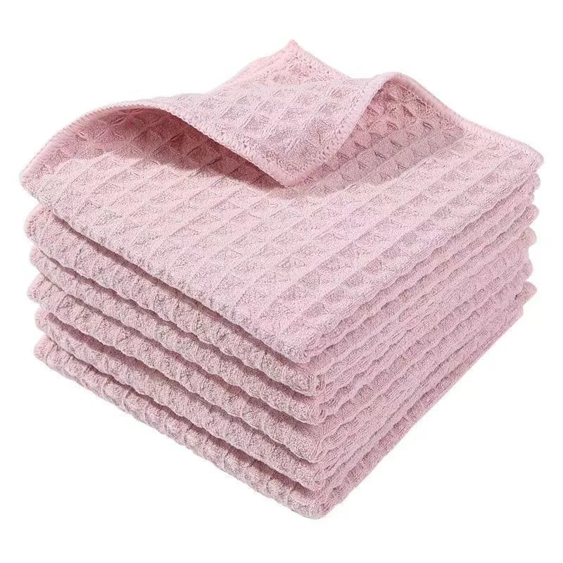 Hot Selling Waffle Design Ultra Absorbent Kitchen Towel Grey Fast Drying  Cleaning Cloths