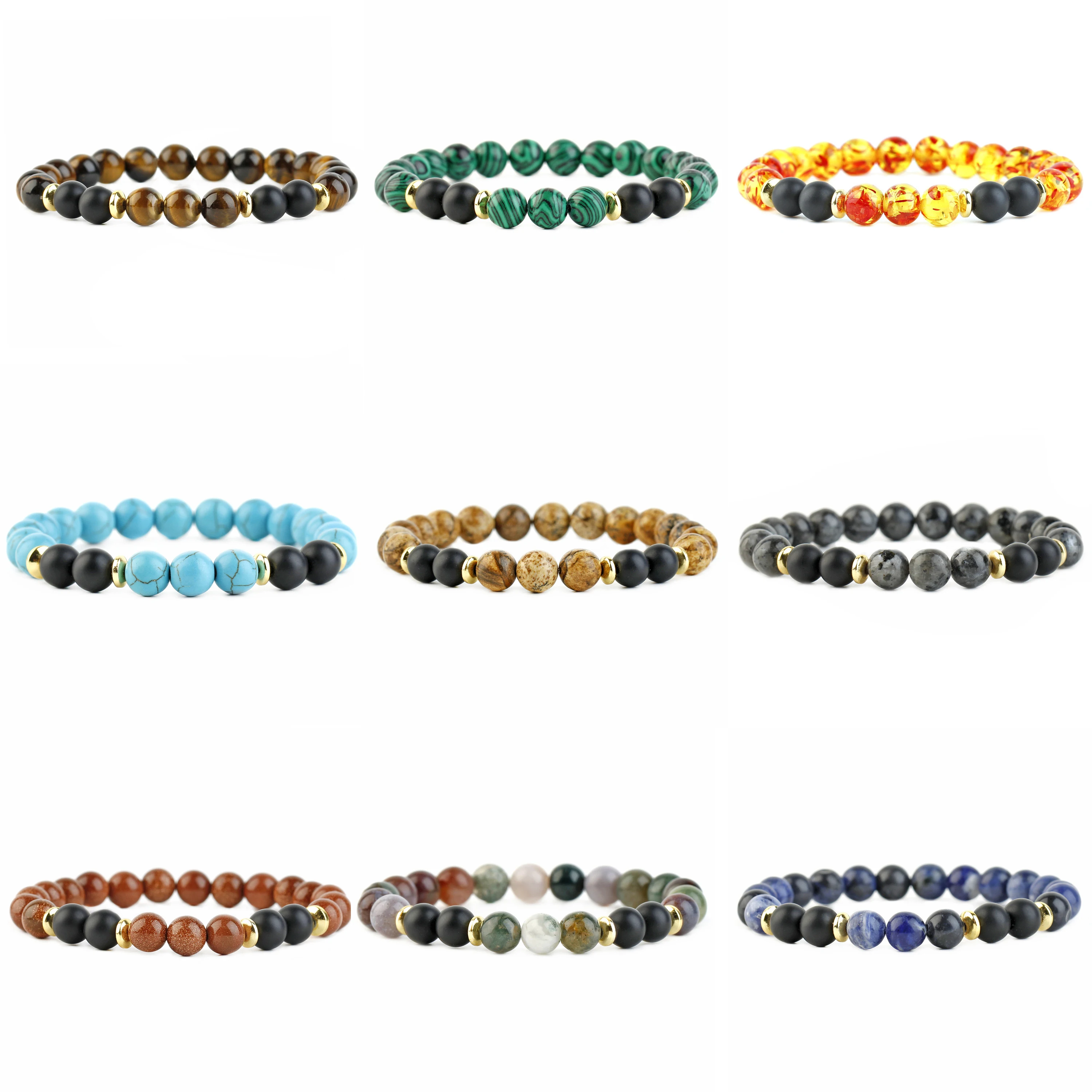 Hot Sale Accessories 8mm Stone Personality Bracelet Tiger Eye Turquoise Bracelet Jewelry