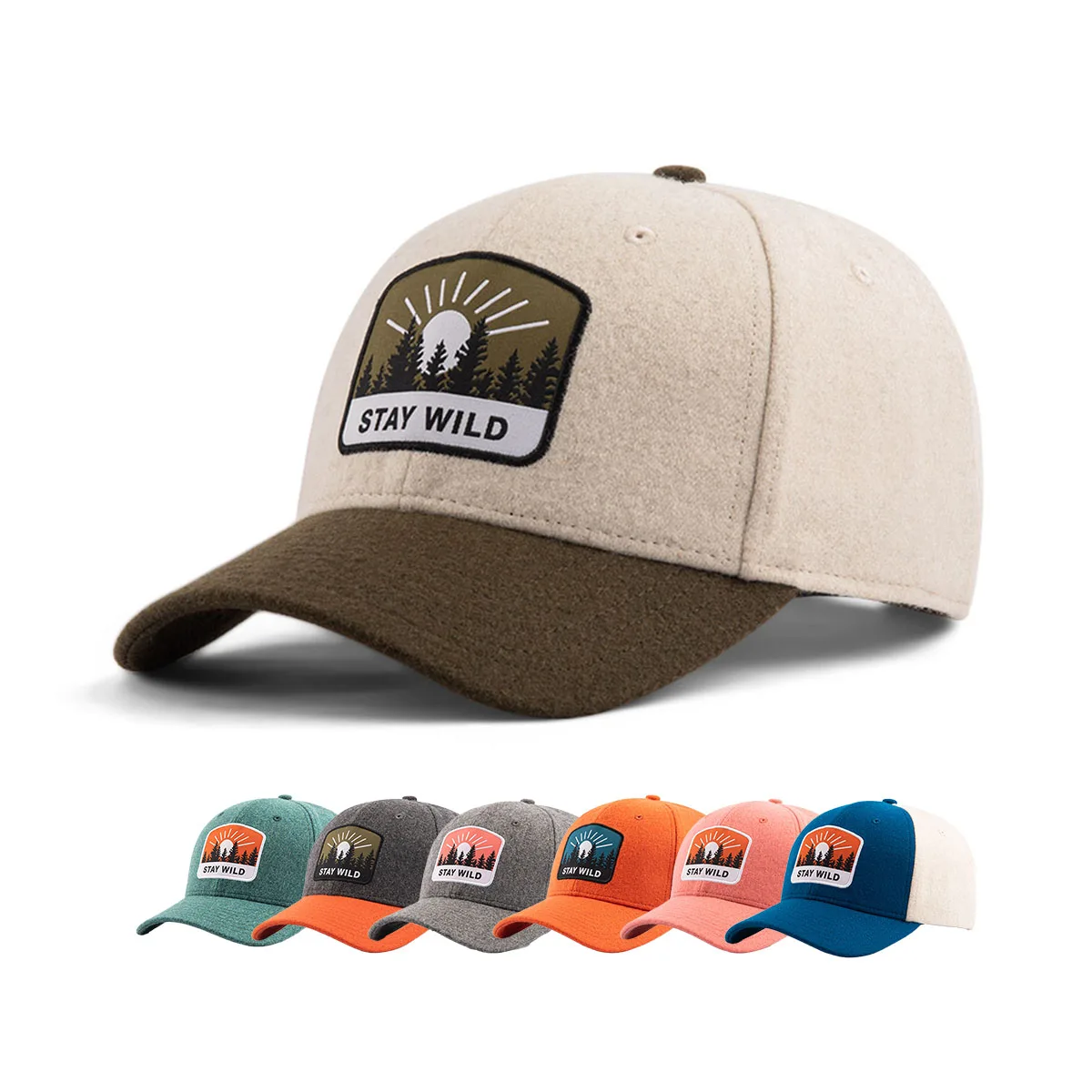 New Fashion Wool Cap Embroidered Baseball Hat Melton Sports Cap Warm Thick Wool Melton Baseball Cap