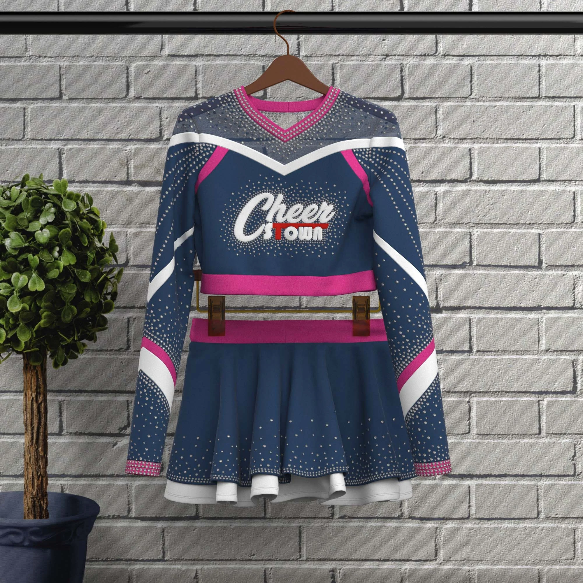 Top Selling Cheerleading Blue Skirt Full Sublimation College Cheerleading Uniforms