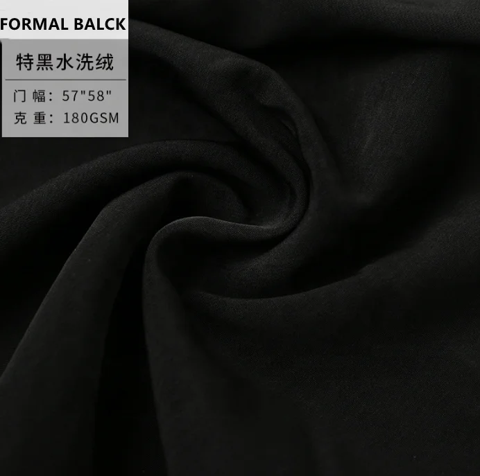 Formal Black 130--180gsm Peach Skin 100% Polyester Abaya Fabric  for Women Muslim Dress 2023 Dubai