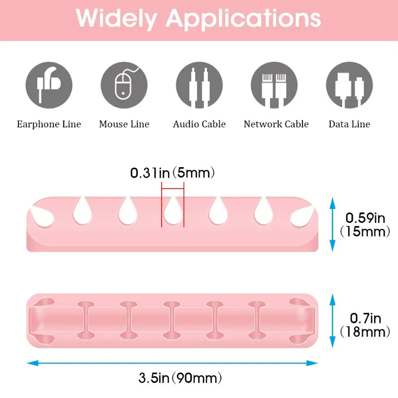 Silicone USB Cable Storage Wire Winder Fixer Cord Cable Clips Charger Desk Cable Organizer