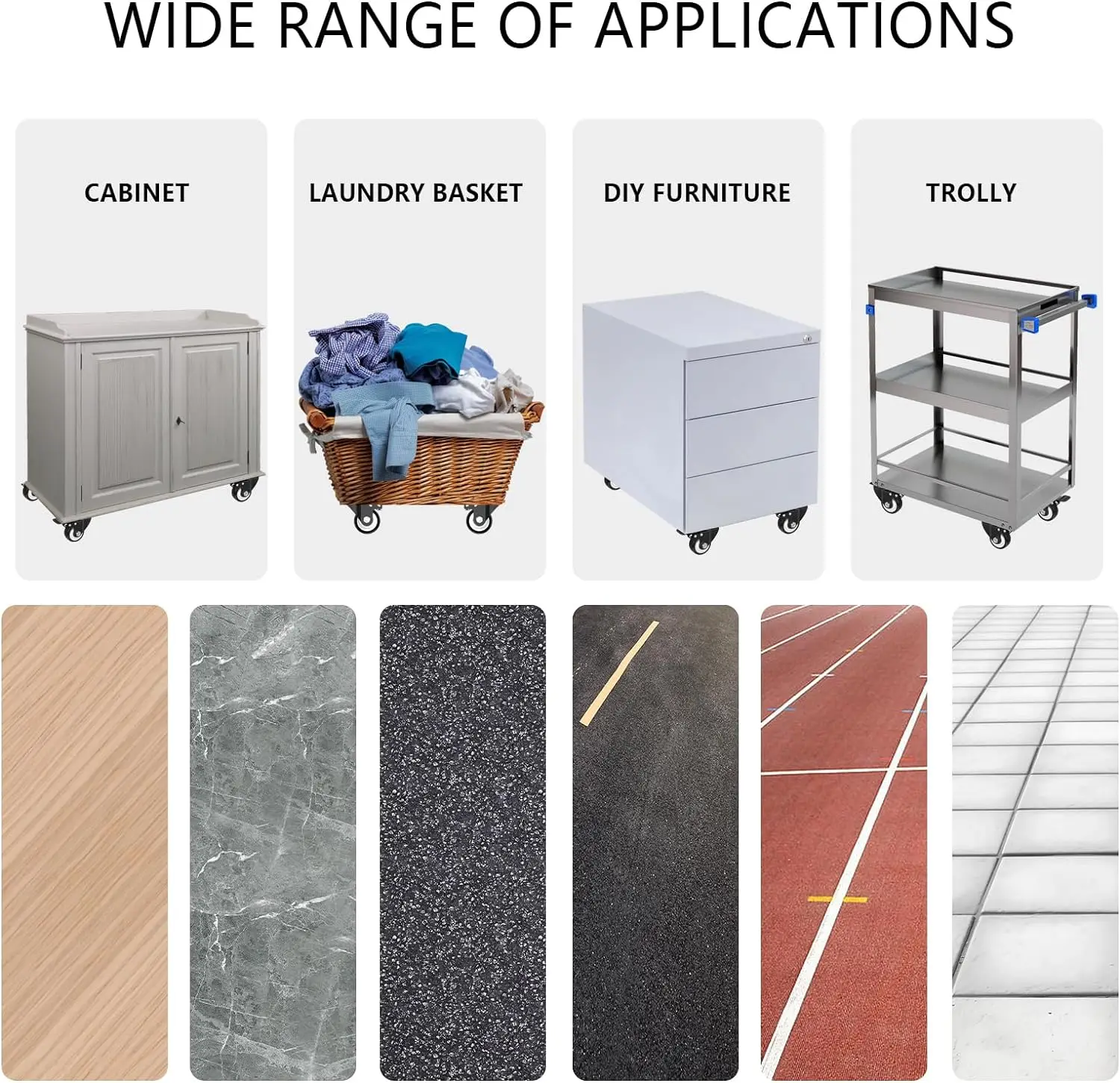 High Quality 8x2 Inches Grey PU Caster Swivel Wheel Floor Rotate Heavy Duty Trolley Industrial Casters Furniture Office Medical