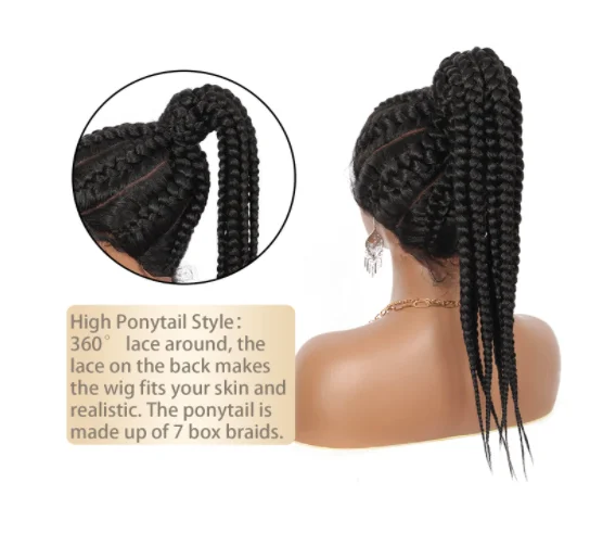 Lace Front Braided Wigs with Baby Hair for Women Japan-made Lightweight Braiding Synthetic High