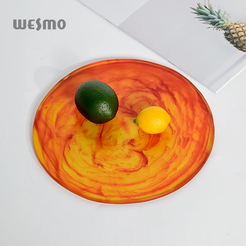 Custom Wholesale 9.72 inch Cheese Board Creative Round Food Serving Plate Dinnerware Resin Decorative Tray Cheese Plate