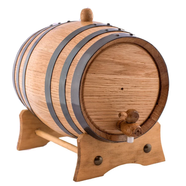 Натуральная зернистая прочная безопасная подставка для виски и вина, деревянная бочка