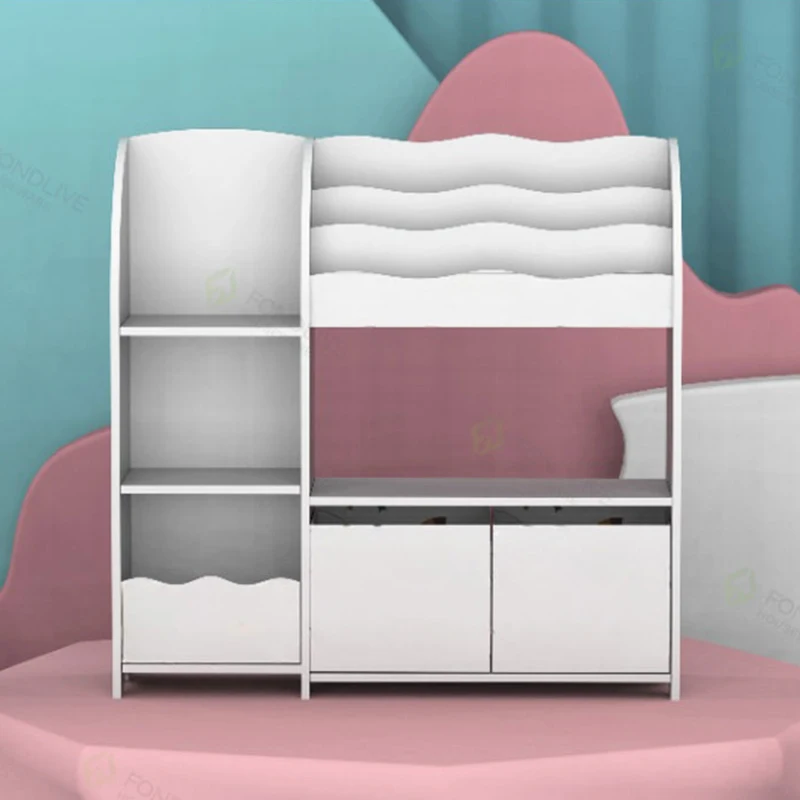 Kids children bookshelf storage cabinet toy box book shelf rack bookcase combination wooden for kids room
