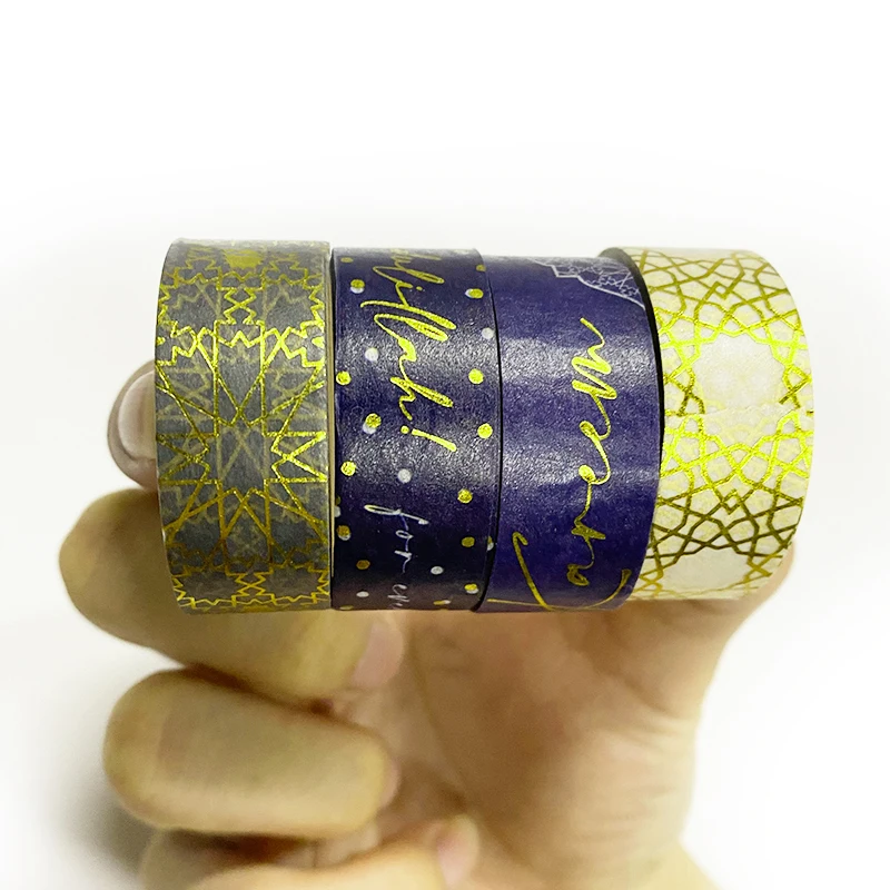 Washi tape manufacturer on sale Black Gold Foil Print Decorative Crepe paper masking tape