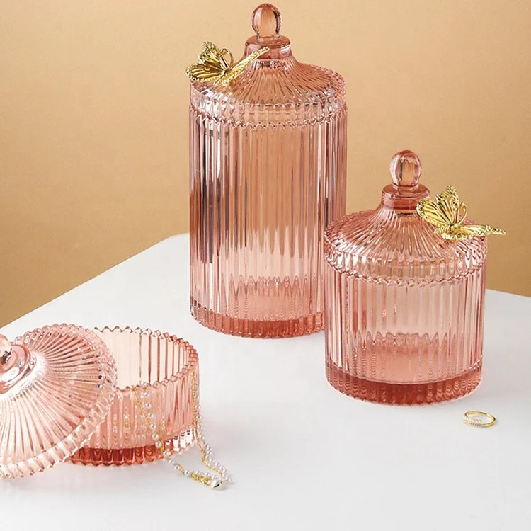 Роскошное Стеклянное блюдо для конфет с крышкой декоративная чаша фруктовых Хрустальная банка домашнего офисного стола контейнер хранения продуктов
