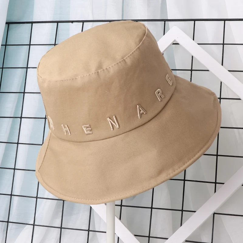 Lady Fisherman Hat With Monochrome Embroidery Outdoor Fashion Sun Shade Hat Spring Sun Block Bucket Hat