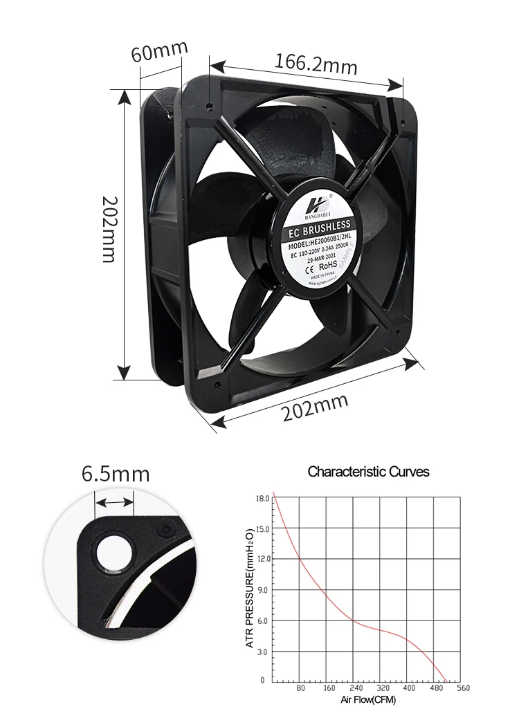 Ventilation Fans 110/220/380V 200mm 200x200x60 20060 ec fan industrial axial fan