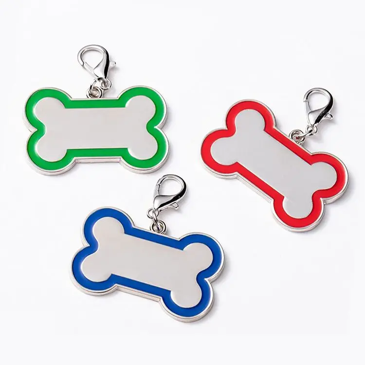 New Spot Pet Accessories Personalized Pet ID Tag Keychain Engraved Name Cat Dog Collar Bone Tag Pendant Keyring Dog Tag