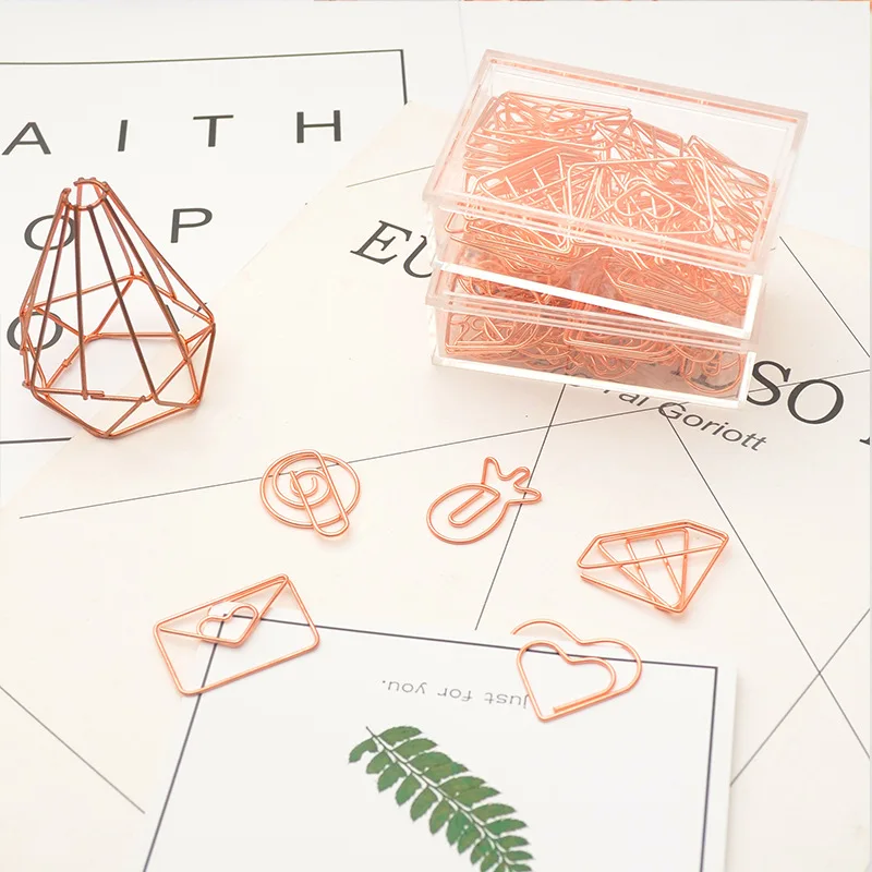 20-Pack Cute Paper Clips, Heart Diamond Crown Shape Assorted Paper Clips - Fun Bookmark Marker Clips for Office School Wedding P