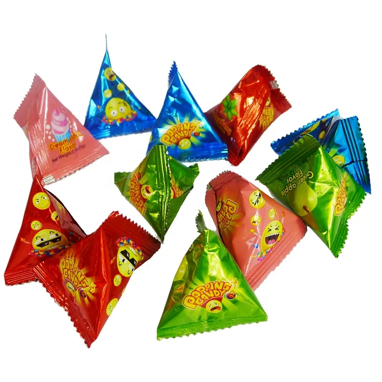 OEM magic Triangle package  popping candy with game machine