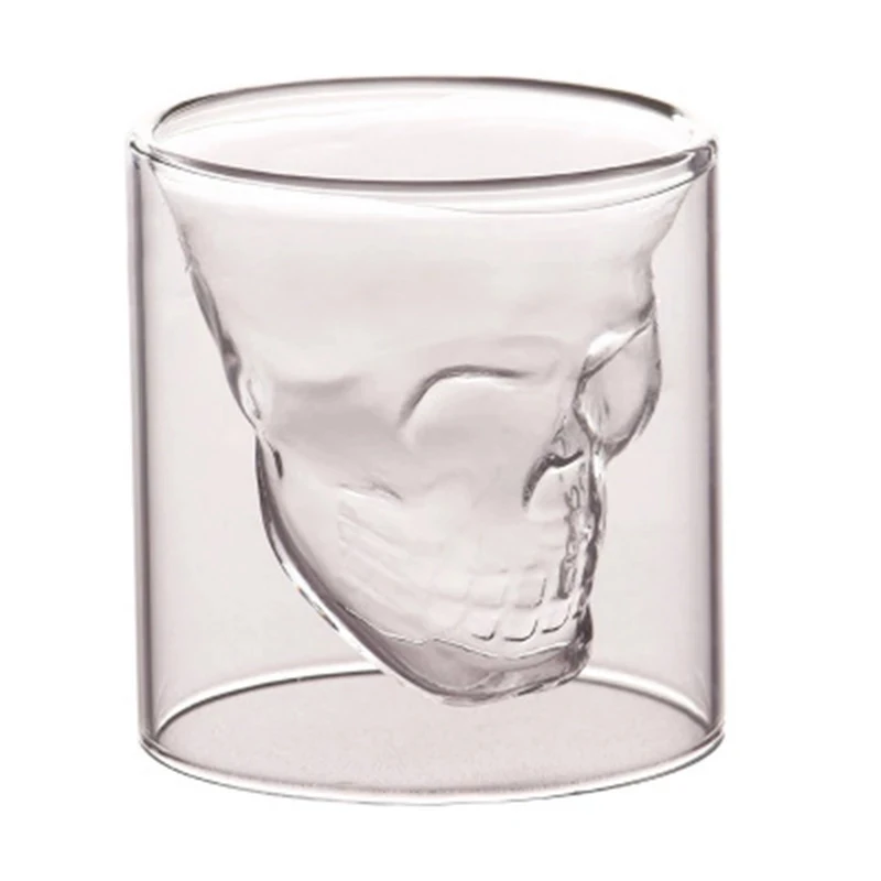 
Heat Resisting Borosilicate Skulls Shaped Double Wall Wine Whiskey Shot Glass Cup 