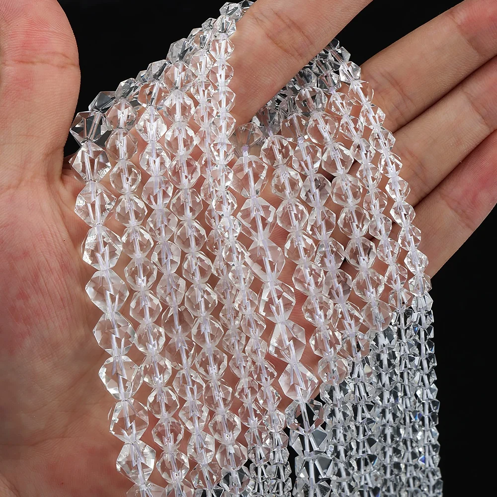 Wholesale A+ Natural White Quartz Crystal 6/8/10mm Star Faceted Cut Loose Gemstone Crystal and Stone Beads for Jewelry Making