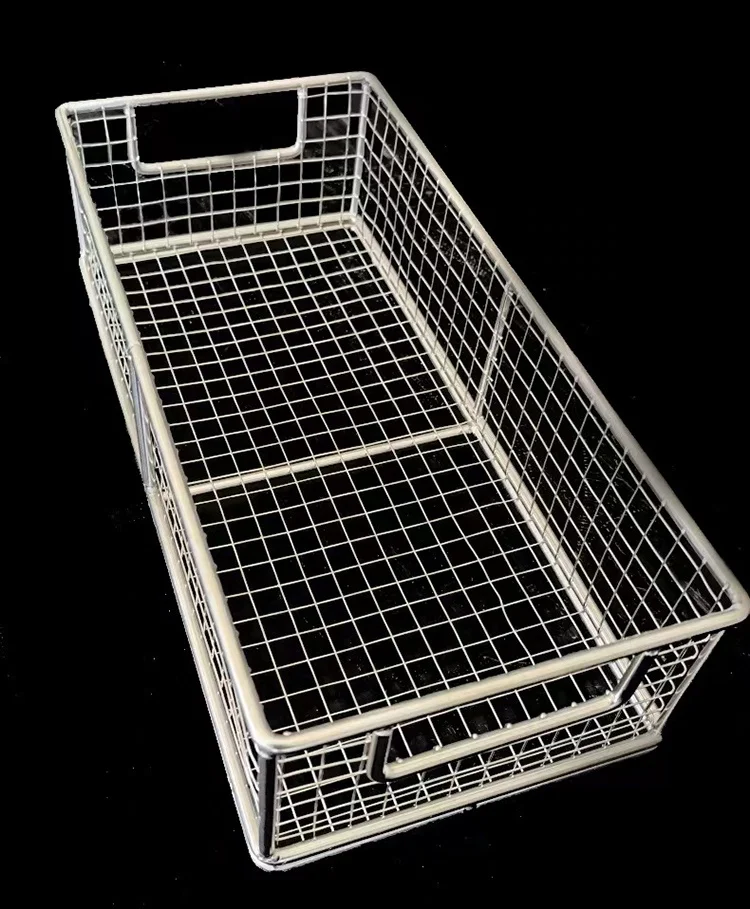 Customized disinfection basket 304 316 with handle stainless steel wire mesh ultrasonic cleaning basket