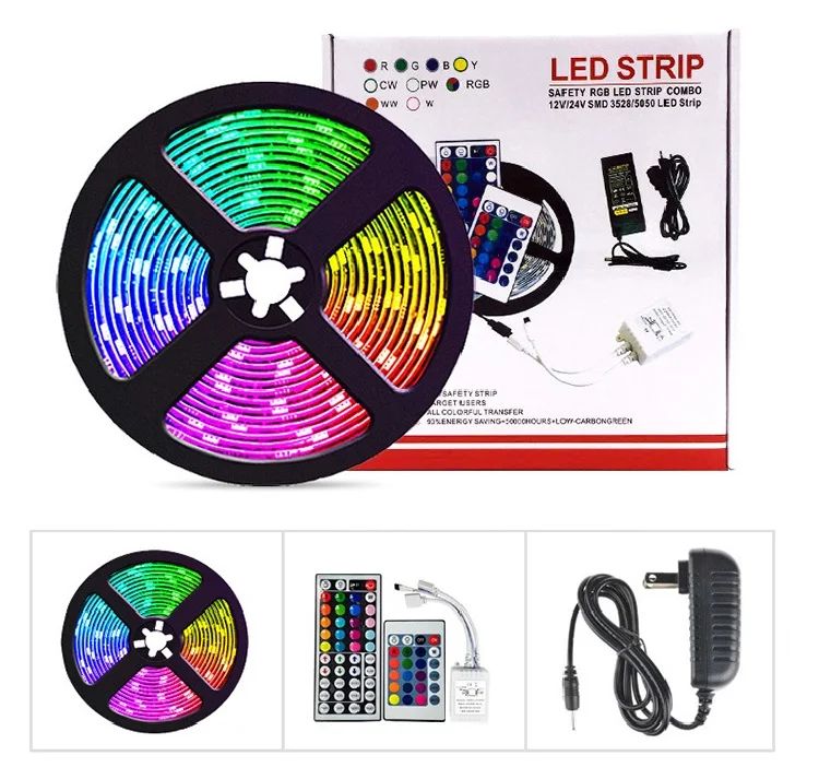 
Hot Sale 5m RBG Color Change Waterproof Led TV Backlight Strip Light Kit With Remote Control, SMD 5050 Smart Led Strip Light 