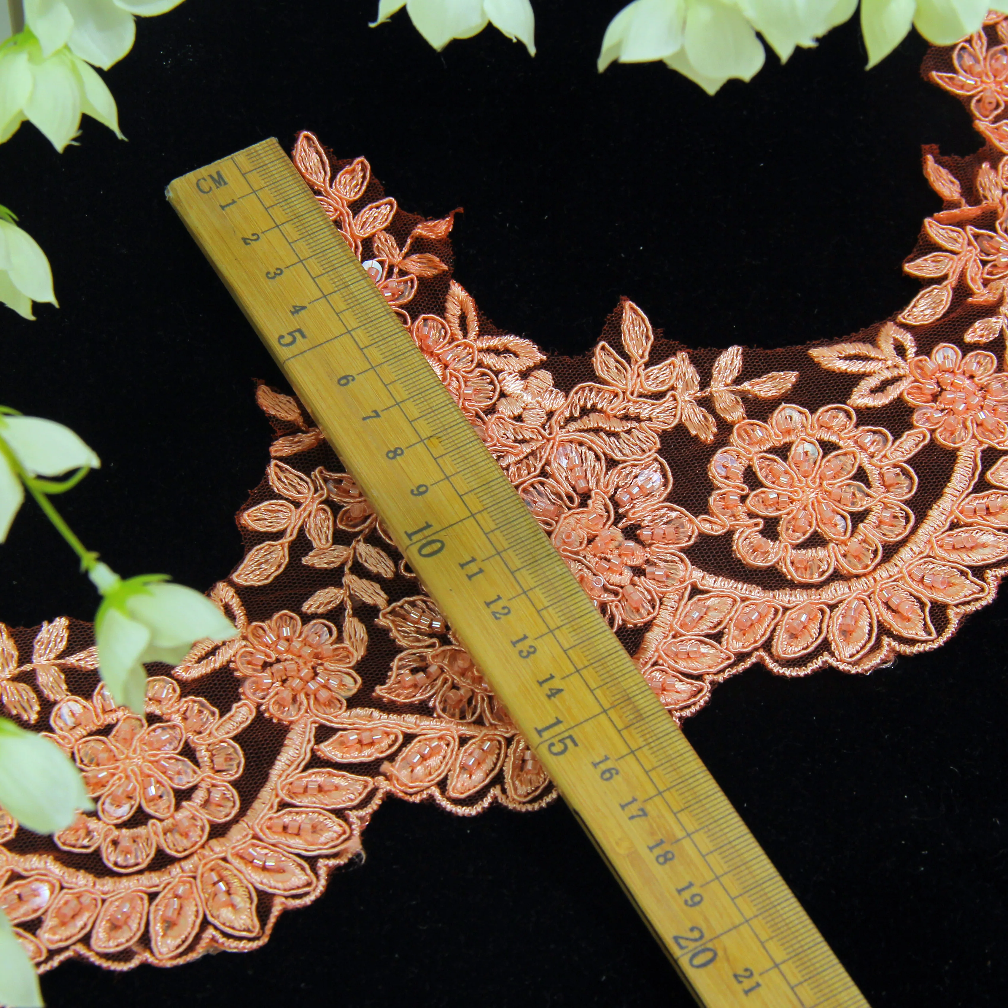 Лидер продаж 100% полиэфирные бусины аксессуары для одежды обувь Цветочная 3d кружевная отделка