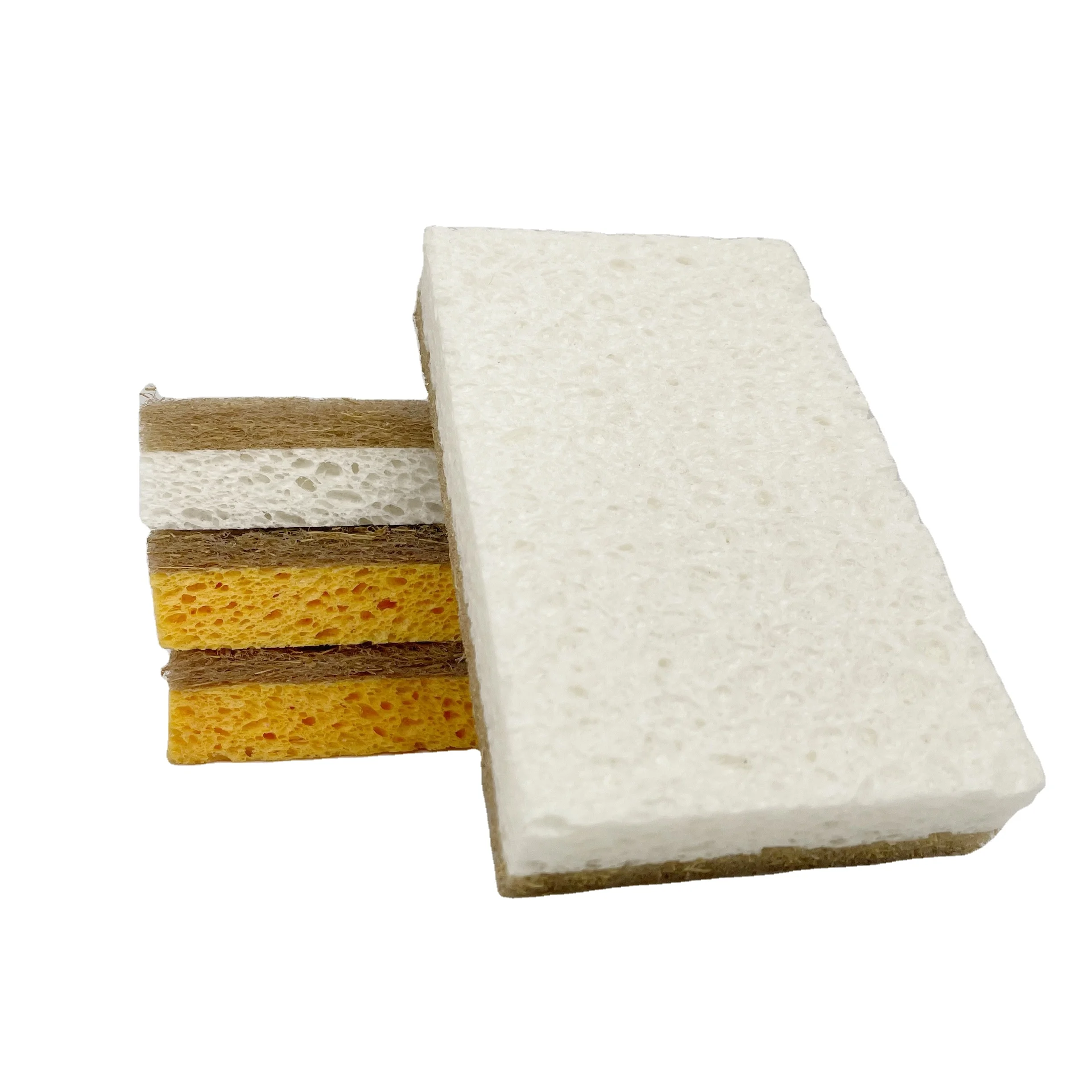 Eco-Friendly Sponge Hemp Plant Based Biodegradable Dish Sponge Customized Packing Paper Box Sisal Cellulose Sponge