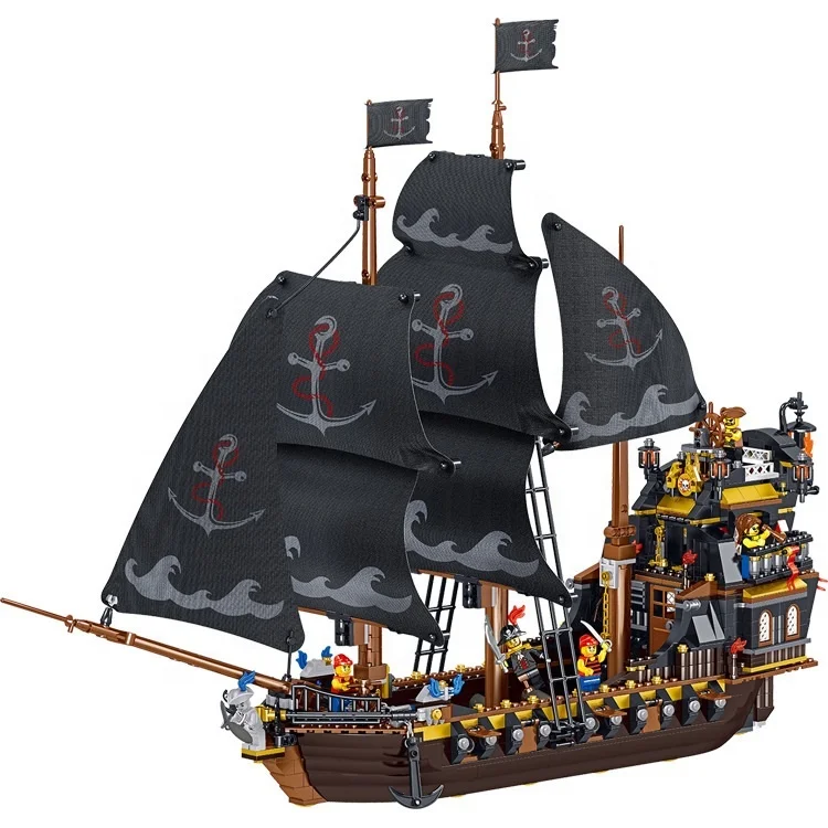 zhe gao Customized Kids Toys New Arrival Pirate Ship Model Plastic Building Blocks Creative Educational Legoing Building Bricks