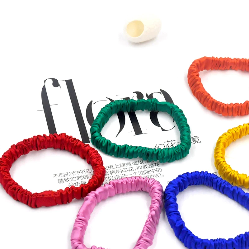 New Bright Color Silk 19mm1cm Silk Hair Circle 100% Mulberry Silk Fat Bowel Circle Ladies Hair Tie Large bowel rubber band