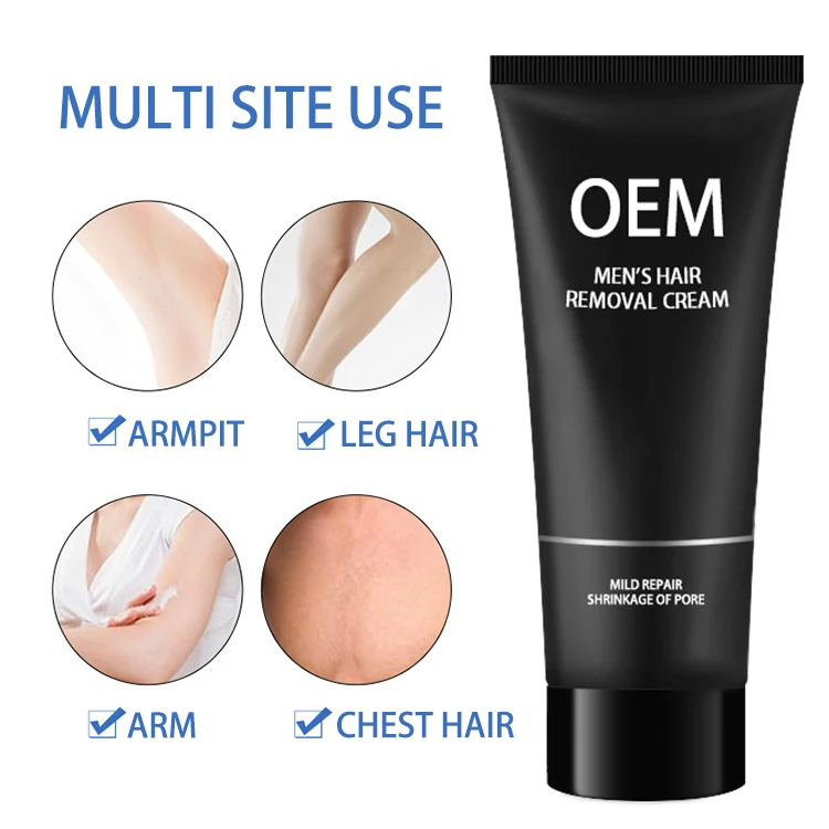 Оптовая продажа OEM мужской депиляционный крем, мгновенное удаление волос на теле, постоянный мужской крем для удаления волос
