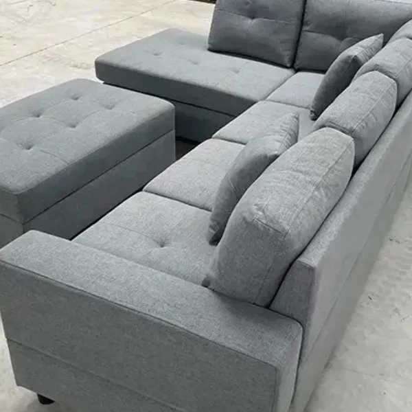 Manufactured Modular Sectional Custom Fabric Soft Sofa Solid Wood sofa set furniture With Storage Ottoman