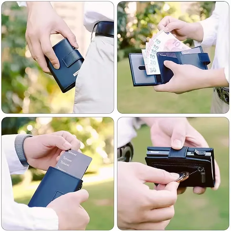 Мужской бумажник с держателем для трекера Rfid алюминиевый держатель карт зажимом денег кошелек монет маленький кожаный