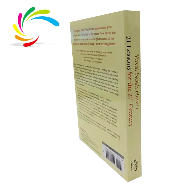 Factory printing top quality stock English books 21 lessons for the 21st century best novels 2022 adult bulk book printing