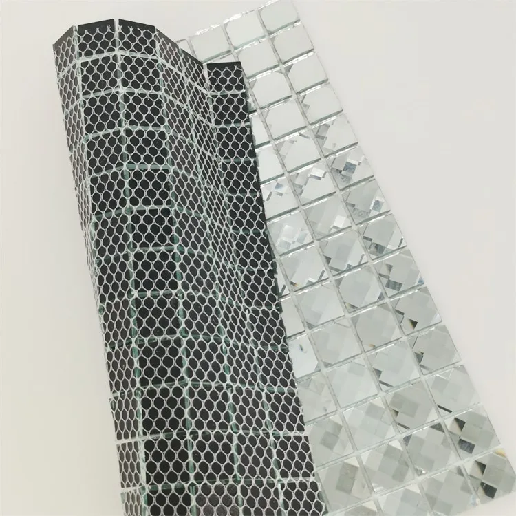 13 faces silver glass mosaic tiles for wall decoration