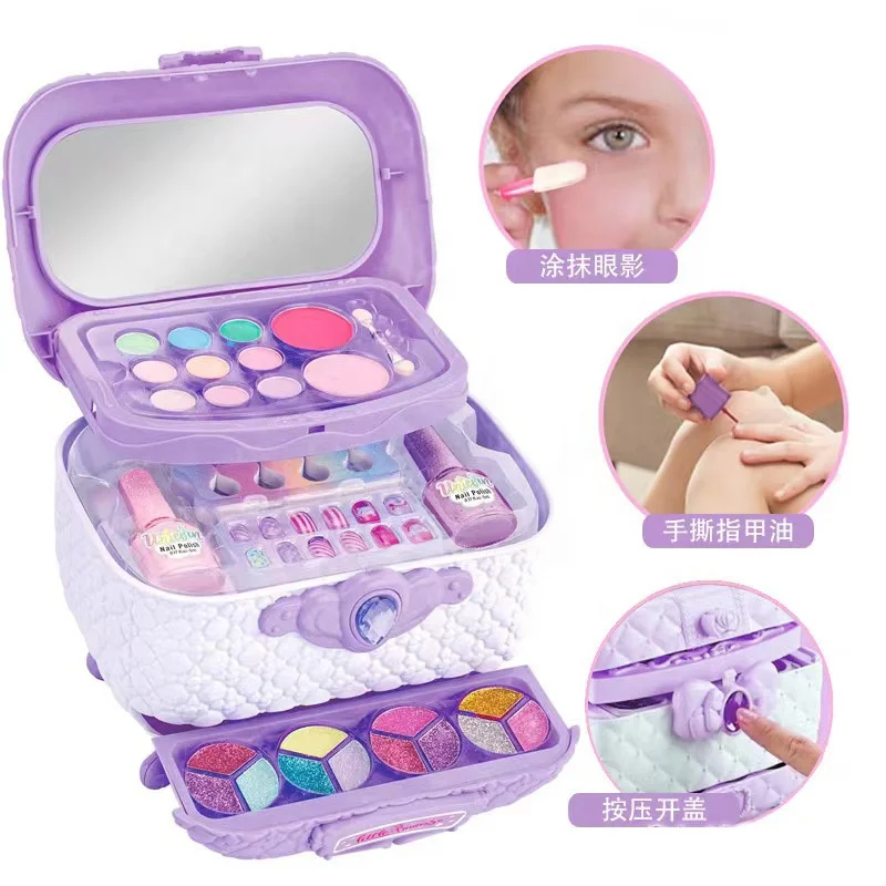 2023 Hot Sale Pretend Play Toys & Hobbies Princess Kit Cosmetics Bag Set Makeup Toy For Kids Girl Real