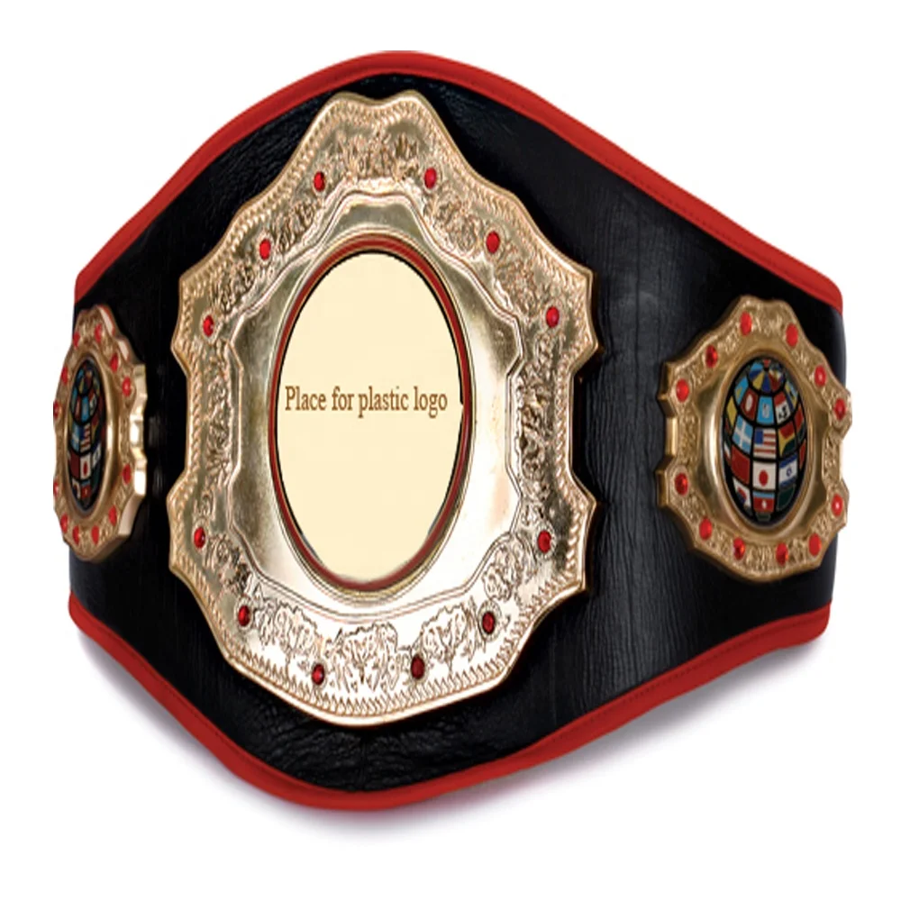 judo kendo aikido grappling championship Belt Gold plated shiny metal & pure leather boxing tournaments