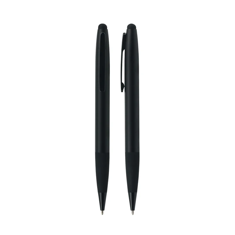 Soft touch screen good writing custom logo matte surface metal ballpoint pen with stylus touch screen for phone&laptop