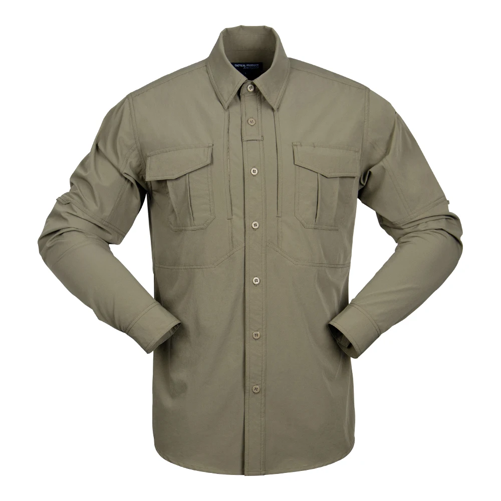 Tactical Woven Long Sleeve Shirt Small Medium Security Guard Button Up Shirt Uniform Low MOQ Custom Patch