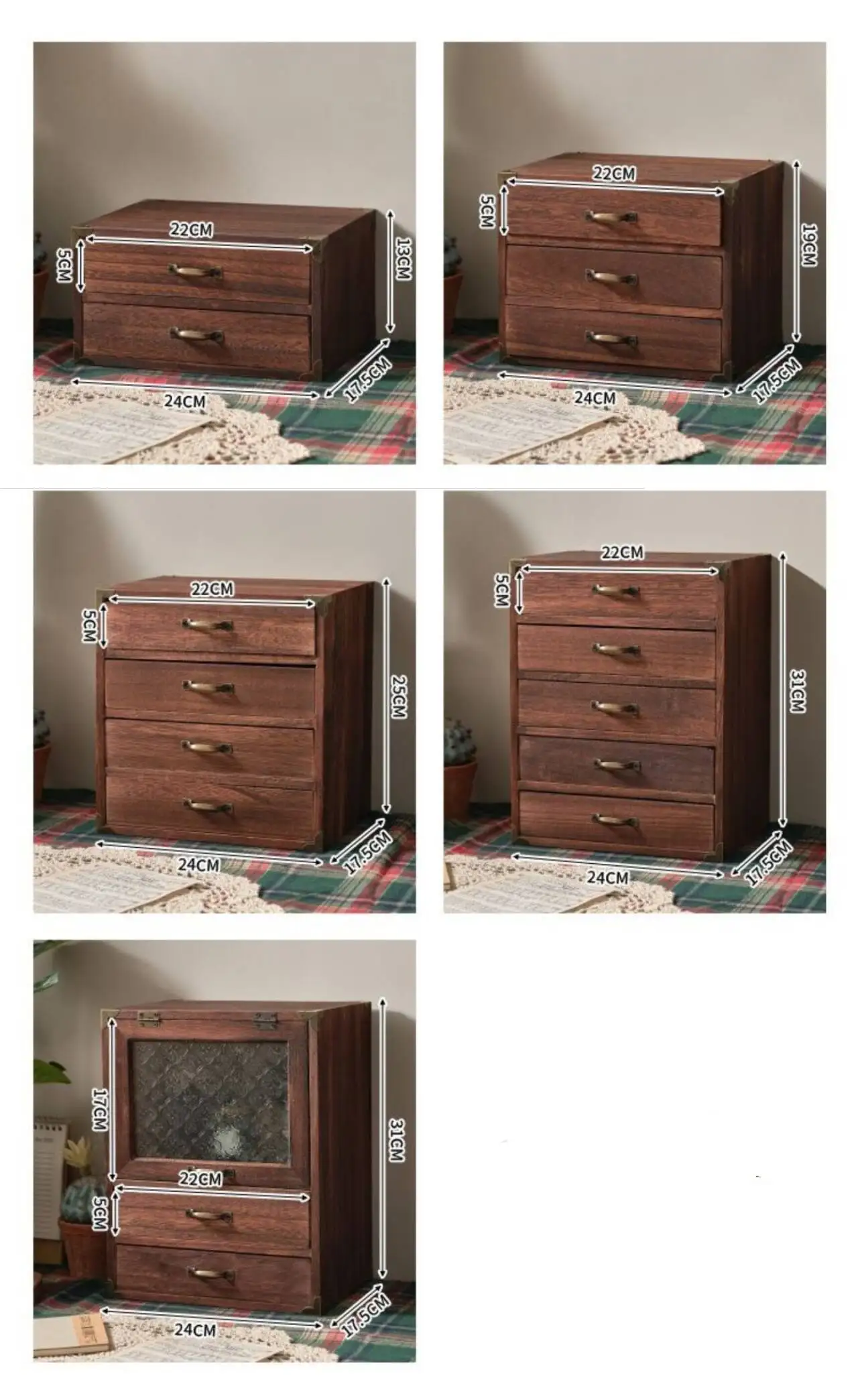 Luxury classic home decor wood craft wooden drawer box wooden organizer cabinet