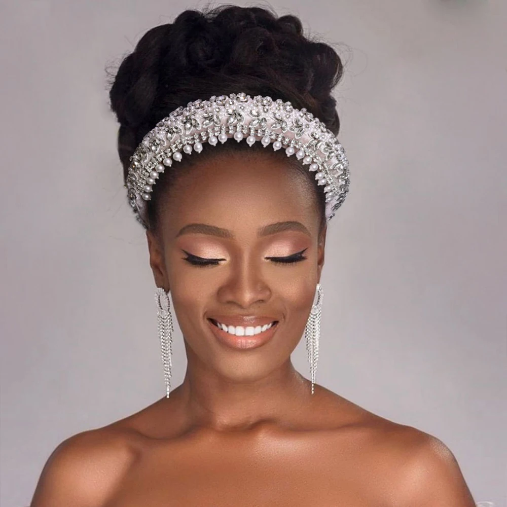 Luxury Bridal Accessory Lace Pearls Crystals Rhinestones Shinny Princess Wedding Headbands