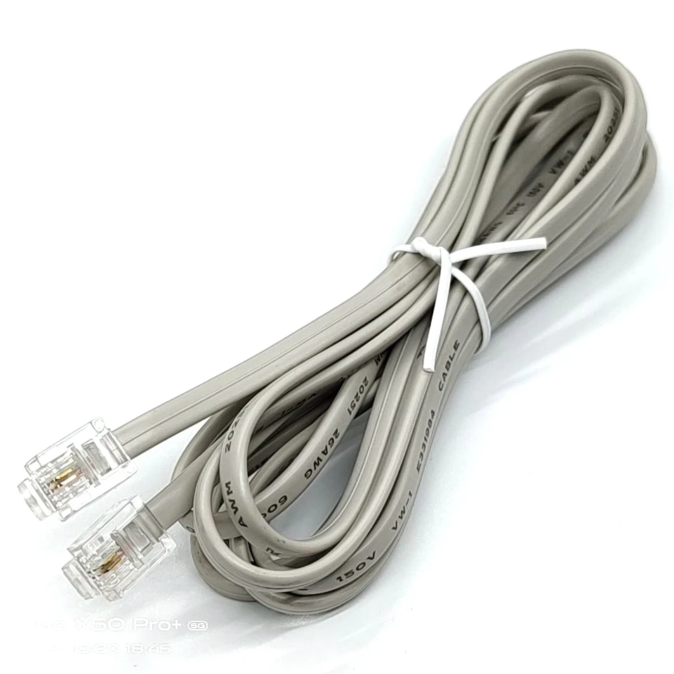 2-core 26awg telephone extension wire RJ11 / RJ11 telephone adapter extension wire