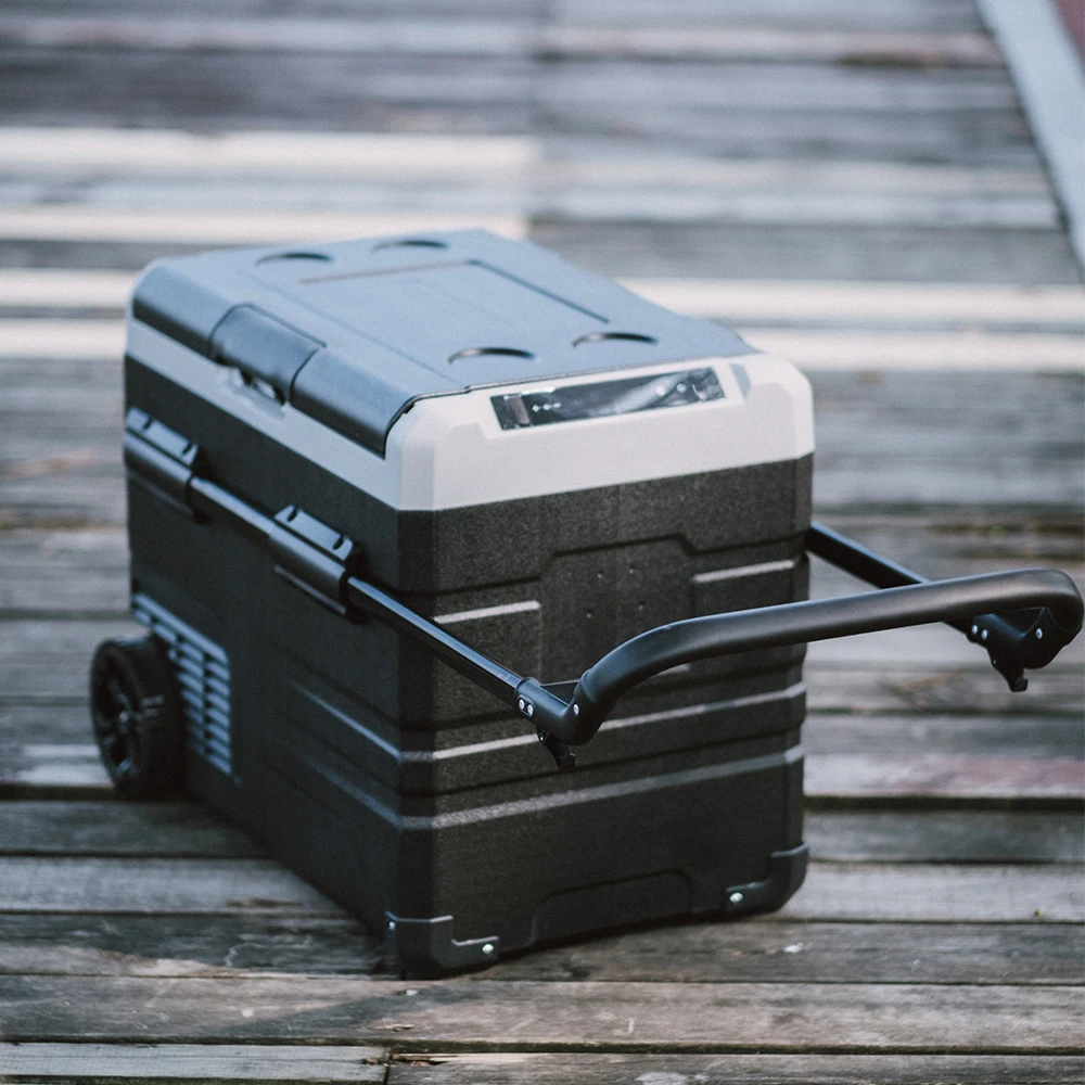 TSW50 Мини Портативный электронный контроль морозильн автомобильный холодильник, работающего на постоянном токе 12 В в колеса компрессора и Ручка Компактный холодильники