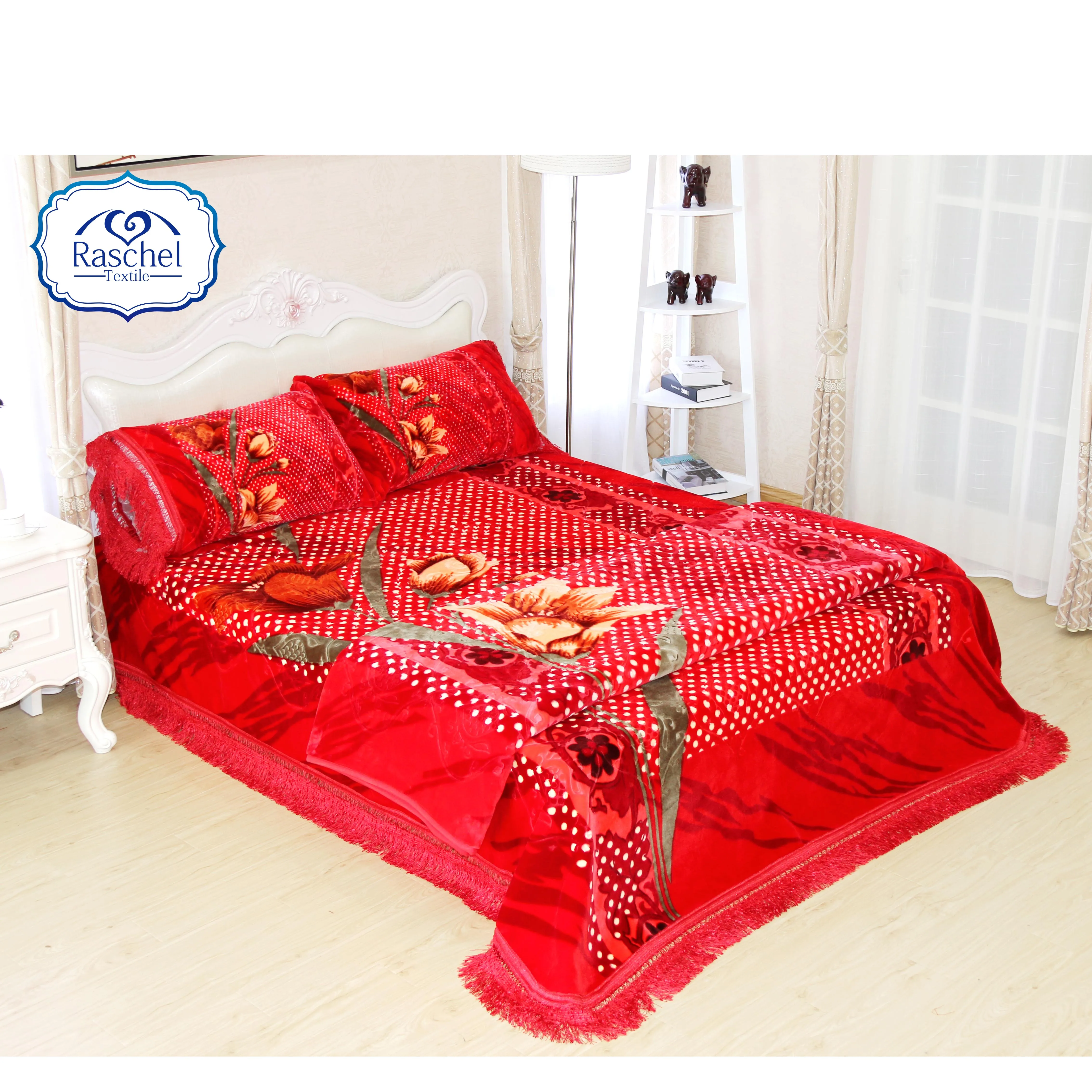 100%polyester 2ply 1side embossed 10 KG blanket super soft Raschel polyester blanket