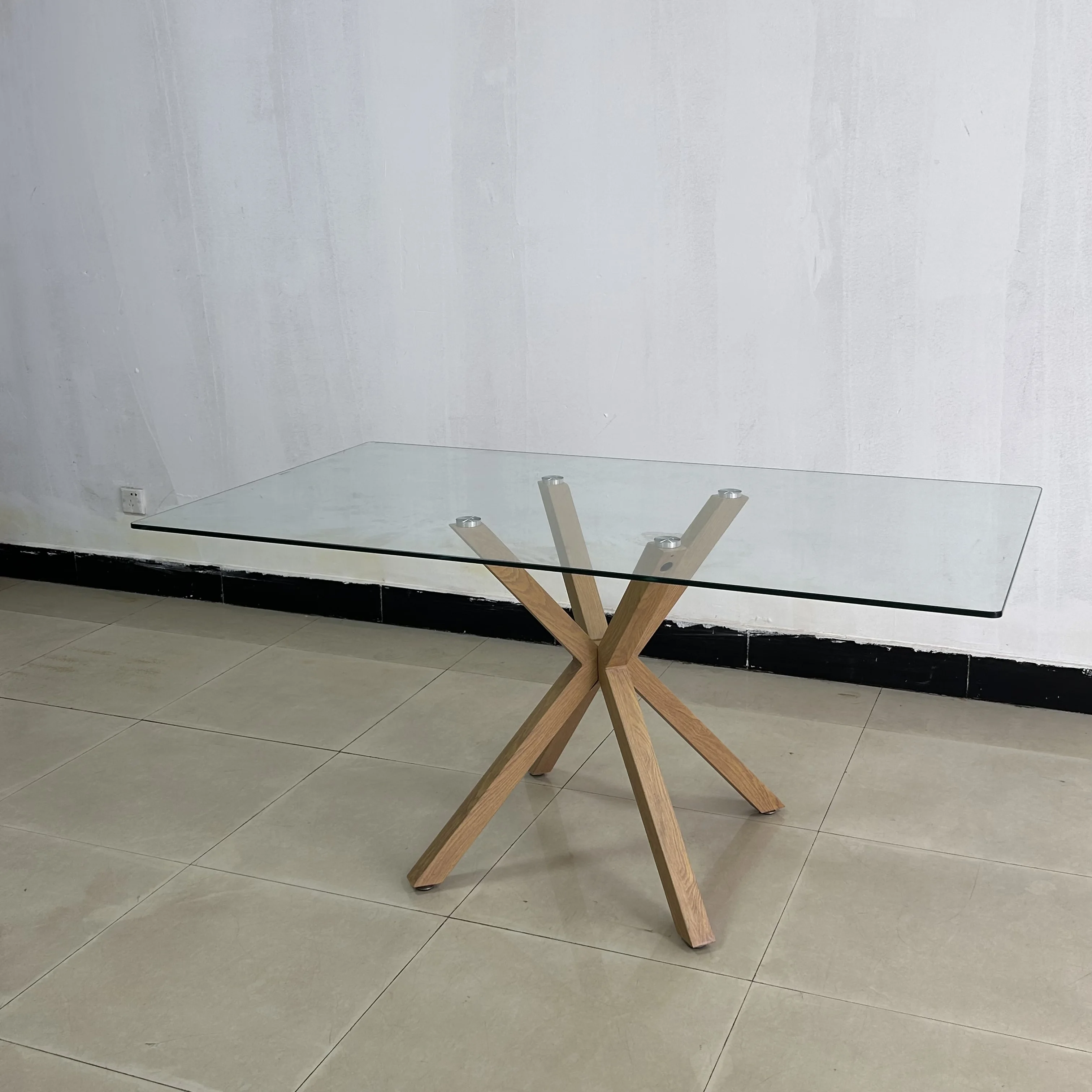 Wholesale Furniture Manufacturers Modern Rectangle Glass Coffee Table Wooden Base Glass Top Coffee Table Glass Center Table