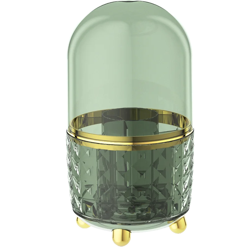 360 Degree Clear Dressing Table Desk Organizer Container Holder Rack Eyeliner Eyebrow Pencil Cosmetic Makeup Brushes Storage Box